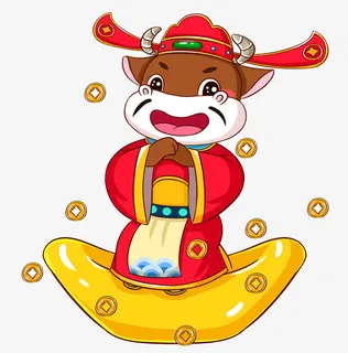 站在金元宝上的牛牛免抠