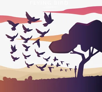 春天飞回来的鸟群免抠