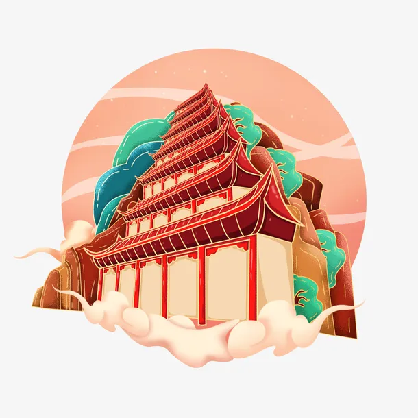 工笔风敦煌莫高窟免抠