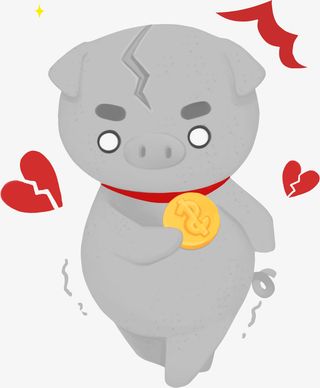 C4D灰色心碎的猪新年装饰免抠