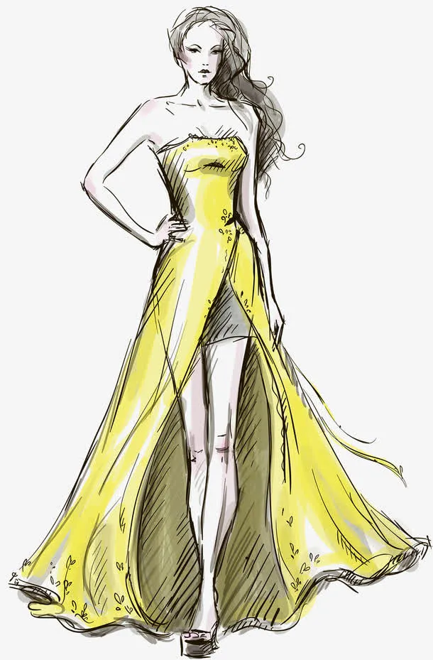 手绘线描模特免抠