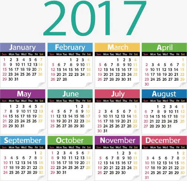2017月历矢量素材免抠