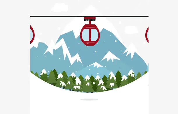 穿越冬天的雪地免抠