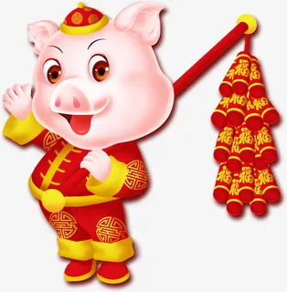 扛着鞭炮的小猪财神猪免抠