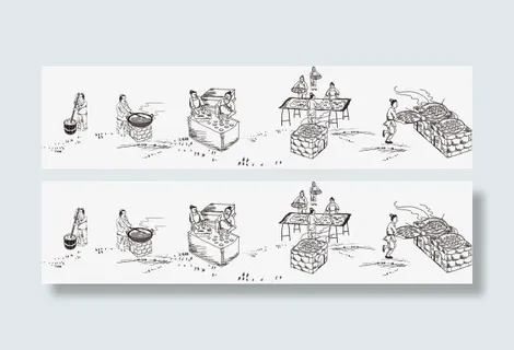 手绘古市集食品海报免抠