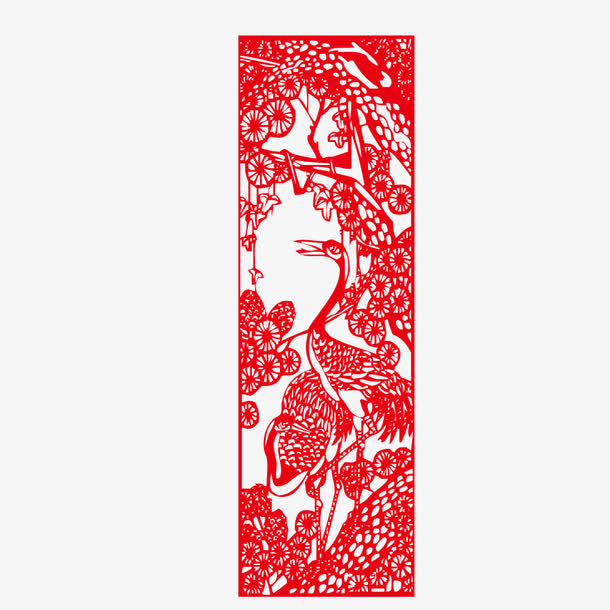 红色春节窗花剪纸免抠