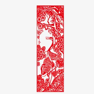 红色春节窗花剪纸免抠