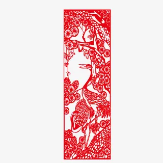 红色春节窗花剪纸免抠