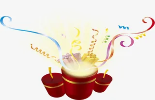 红色卡通蜡烛丝带免抠