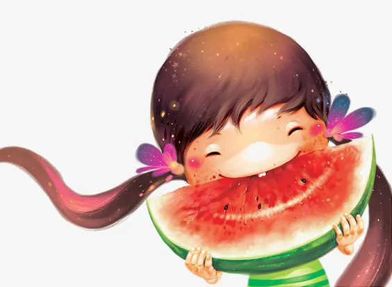 吃西瓜的小孩免抠