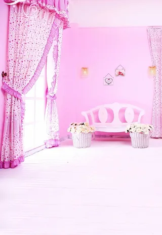 温馨粉色公主房淘宝店铺海报背景模板高清