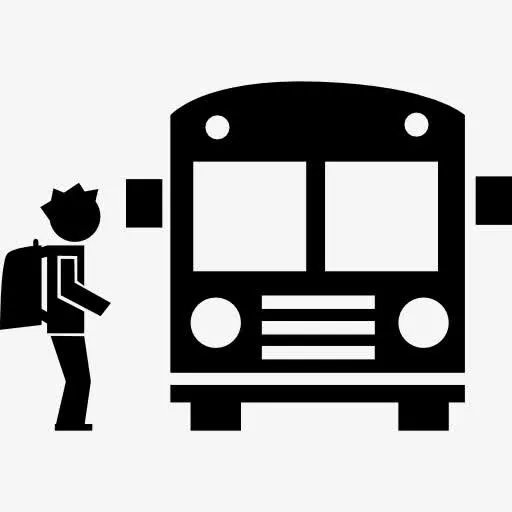 学生乘公共汽车旅行图标免抠