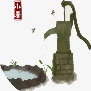 手绘水井免抠