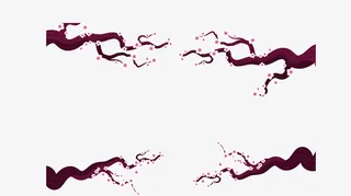 樱花节树枝装饰框免抠