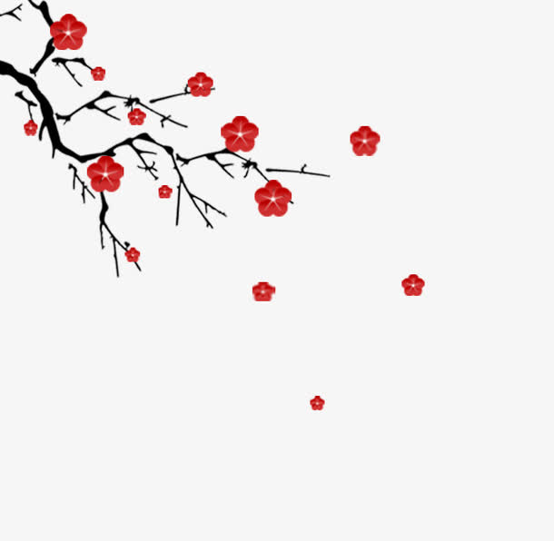 红色梅花素材免抠