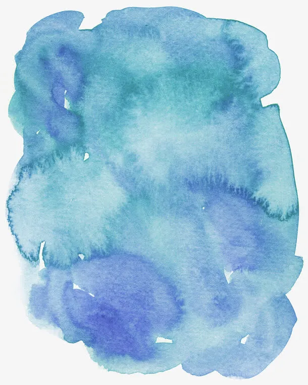 蓝色水彩效果免抠