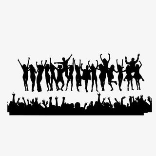 狂欢涌动的人群黑色剪影素材免抠