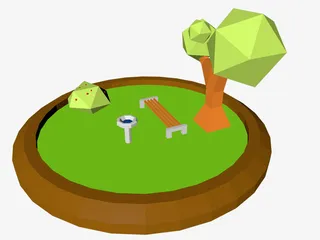 LowPoly风格C4D立体建模休闲场所免抠