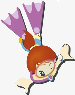 可爱手绘婴儿游泳免抠