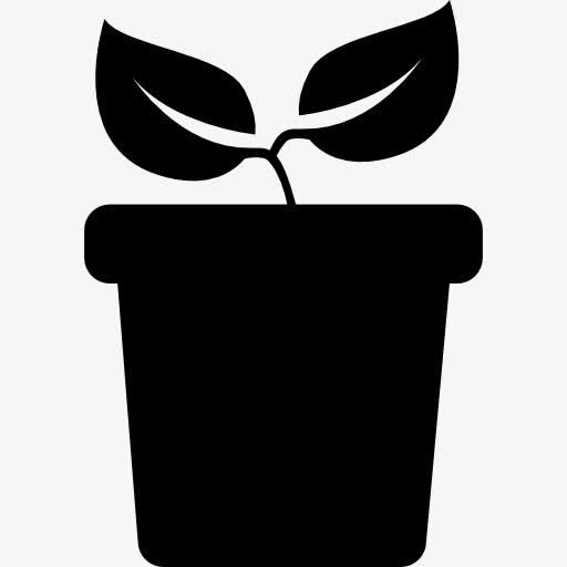 植物与两叶在锅侧视图图标免抠