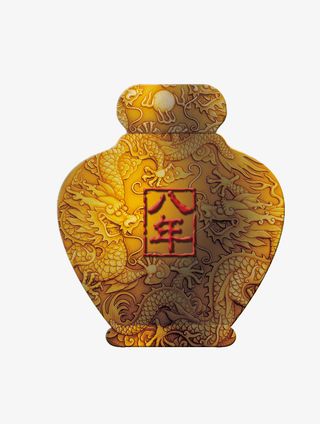 黄色手绘龙纹酒坛免抠