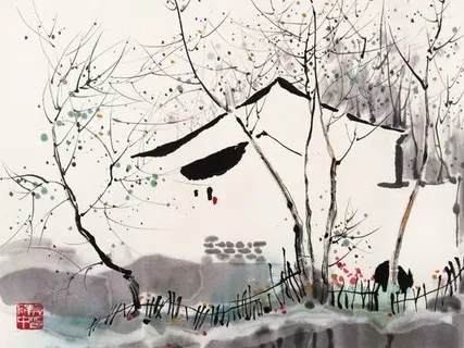 水墨房子画免抠