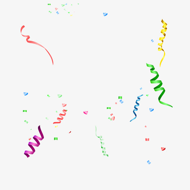 多彩清新礼花彩带漂浮素材免抠