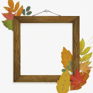 清新枫叶木质边框免抠免抠