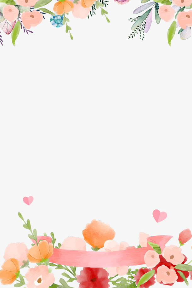 三八节清新手绘花卉装饰背景插图