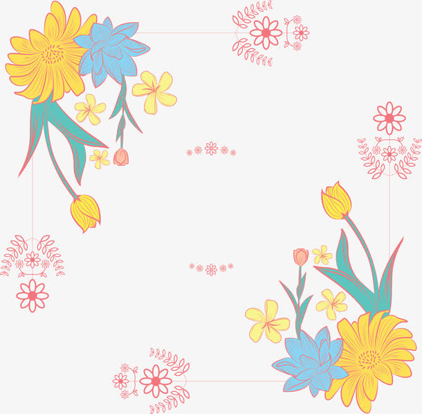 浪漫花朵春天边框免抠