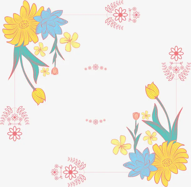浪漫花朵春天边框免抠