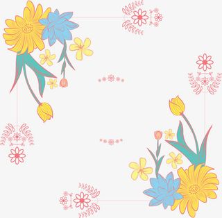 浪漫花朵春天边框免抠