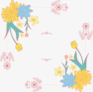 浪漫花朵春天边框免抠