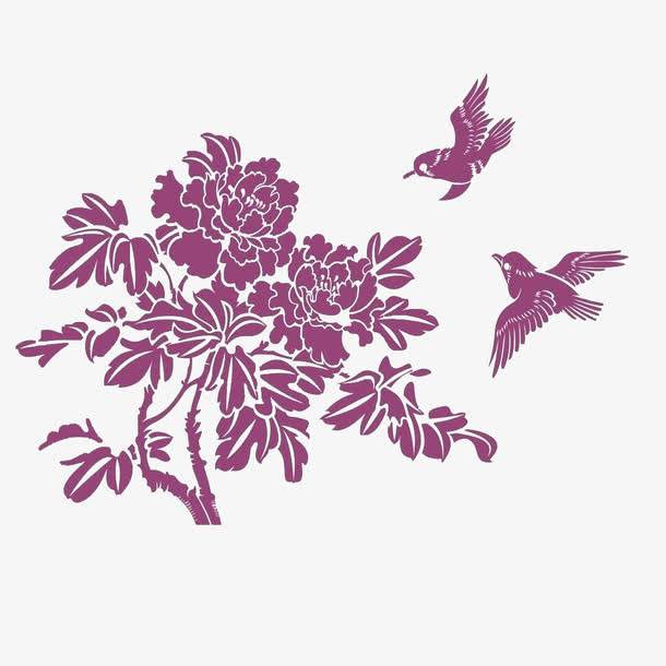 紫色花卉免抠