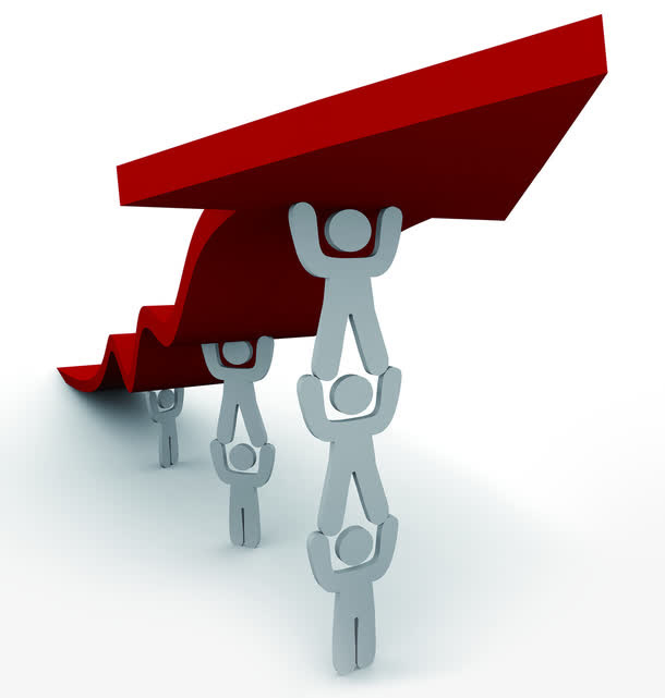 小人模型红色上升箭头招聘免抠