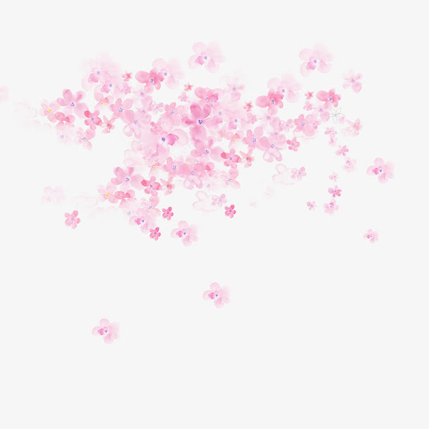 手绘梦幻樱花落花设计素材免抠