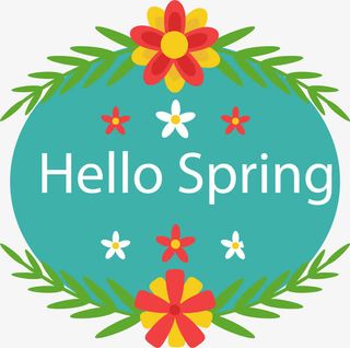 蓝色你好春天海报免抠