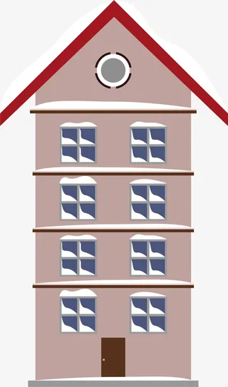 冬季棕色房屋大楼免抠
