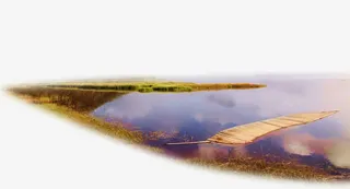 夕阳静怡湖面倒映免抠