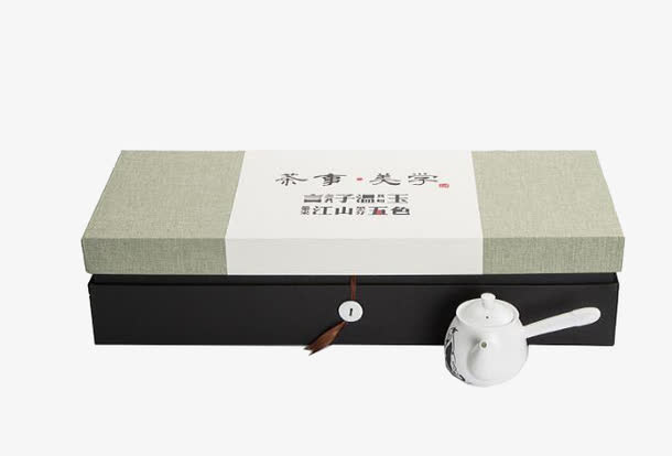 白色侧把壶和长方形包装盒免抠