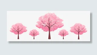 在风中摇曳的樱花树免抠