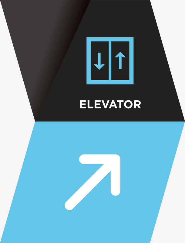 导视指示系统右边电梯免抠