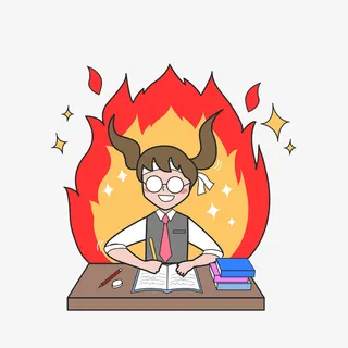 奋发学习的女孩免抠