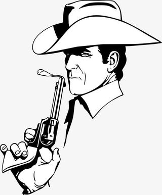 手绘美国西部牛仔头像矢量图免抠