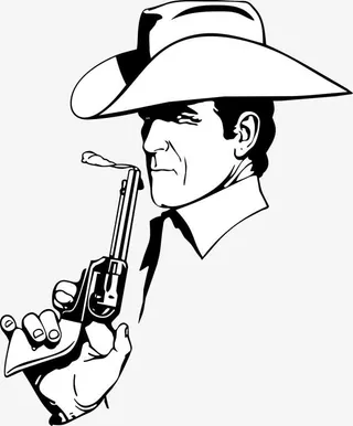 手绘美国西部牛仔头像矢量图免抠