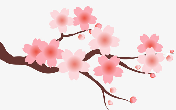 卡通手绘春天桃花装饰免抠