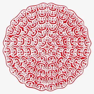 多边形古典祥云底纹红色免抠素材免抠