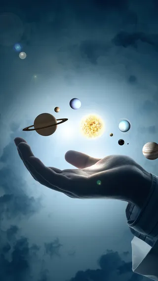 手托气球科技科幻背景高清