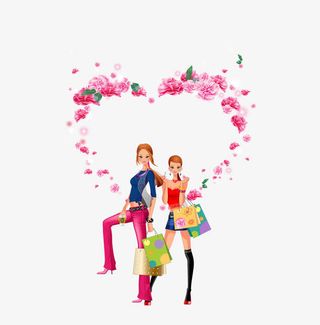 38女神节卡通女孩主题设计免抠