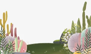 手绘春天景色插画素材免抠